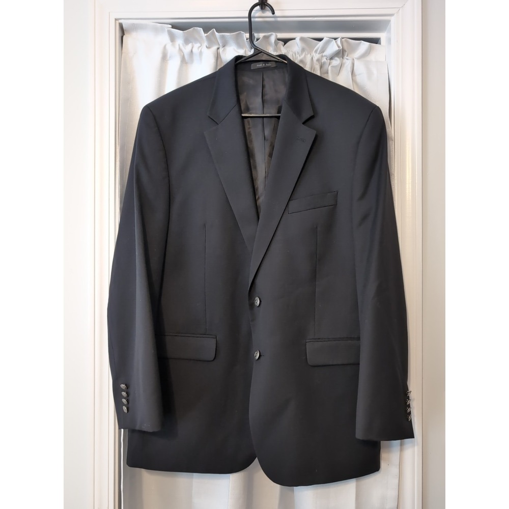 Vtg. Chaps‎ Men's Black Wool 2 Button Blazer Size 44L Office Preppy Old Money
